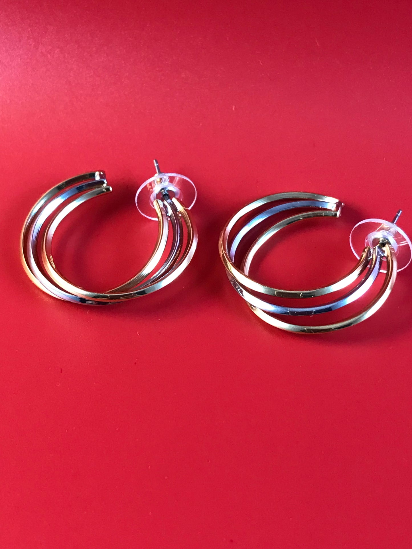 Gold und Silber 3 Reihen Creolen